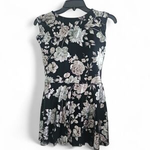 Balera Black Silver Metallic Floral Lyrical Dance Dress Costume Adult Small